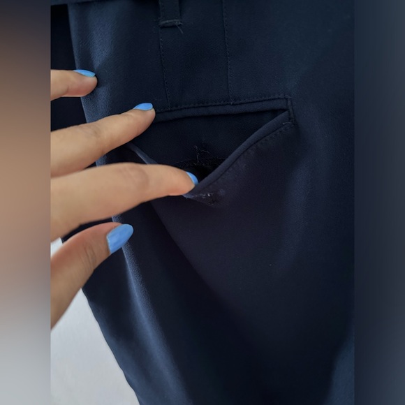 RW&CO Navy : Crepe Paperbag Ankle Pant with Sash/Belt - Picture 4 of 4